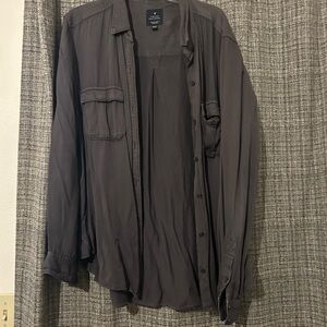 American Eagle boyfriend button up shirt Charcoal Grey